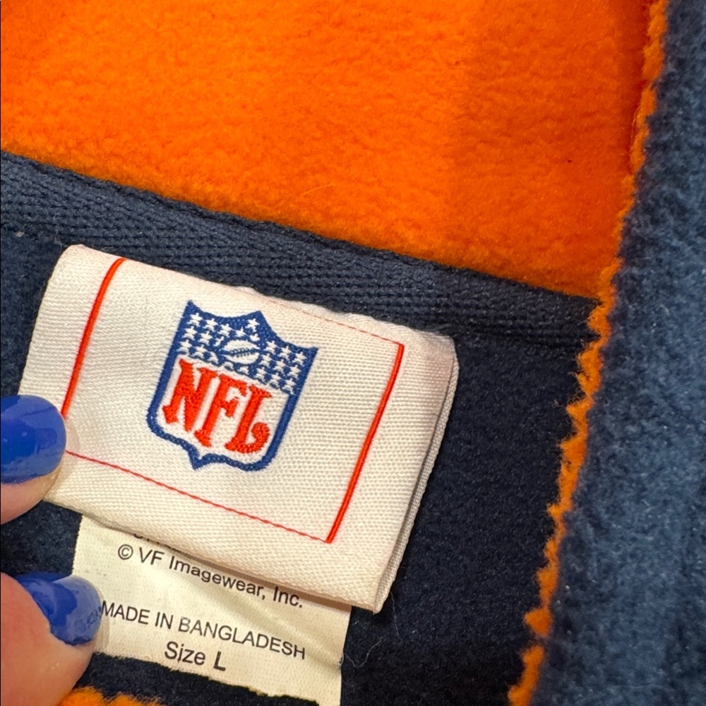 NFL Denver Broncos Navy and Orange 1/4 Zip Fleece Pullover Sweater - Picture 2 of 4